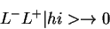 \begin{displaymath}L^- L^+\vert hi> \rightarrow 0
\end{displaymath}