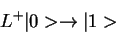 \begin{displaymath}L^+ \vert> \rightarrow \vert 1>
\end{displaymath}