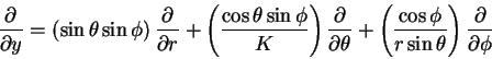 \begin{displaymath}\frac{\partial}{\partial y} = \left (\sin \theta \sin \phi \r...
...os \phi}{r \sin \theta}\right )\frac{\partial}{\partial \phi}
\end{displaymath}
