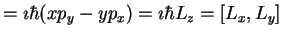 $\displaystyle = \imath \hbar ( x p_y -y p_x ) = \imath \hbar L_z = [L_x,L_y]$
