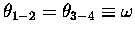 $\theta_{1-2}=\theta_{3-4} \equiv \omega$
